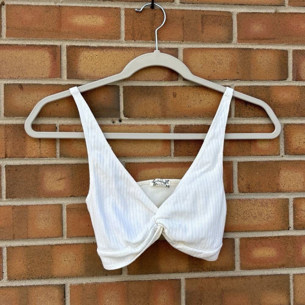 Free People X REVOLVE Classic Twist Ribbed Top Womens Small Cream